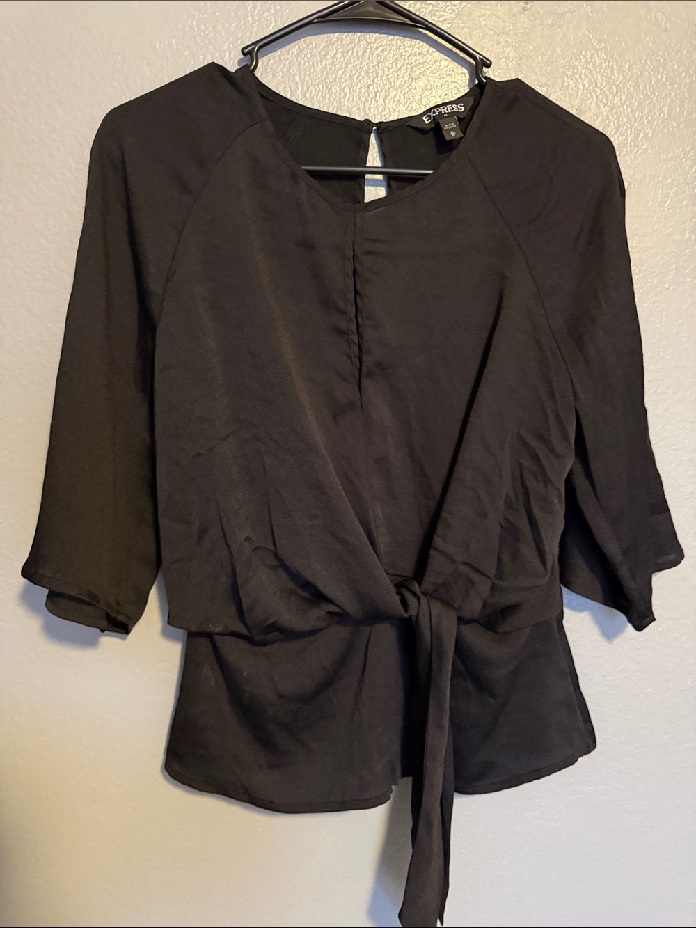 Express Black Tie-Front Blouse